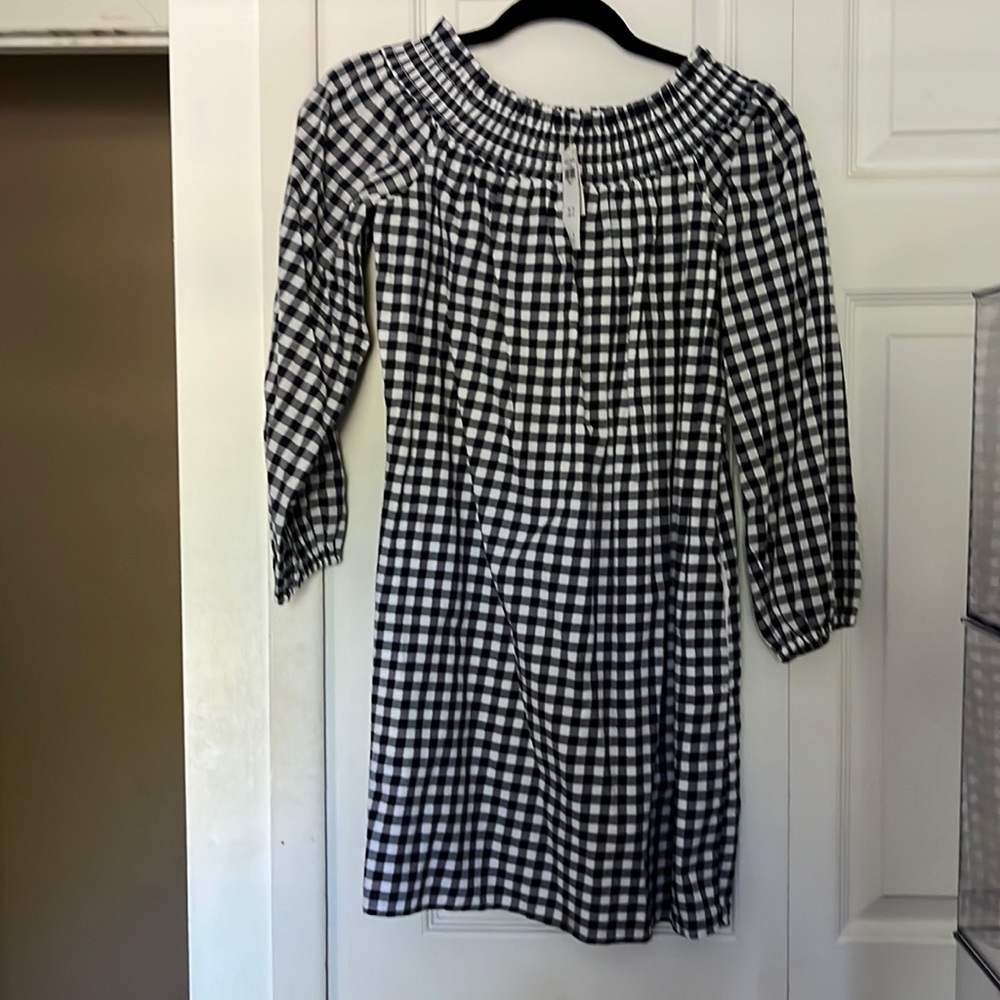 Abercrombie & Fitch navy and white gingham dress.